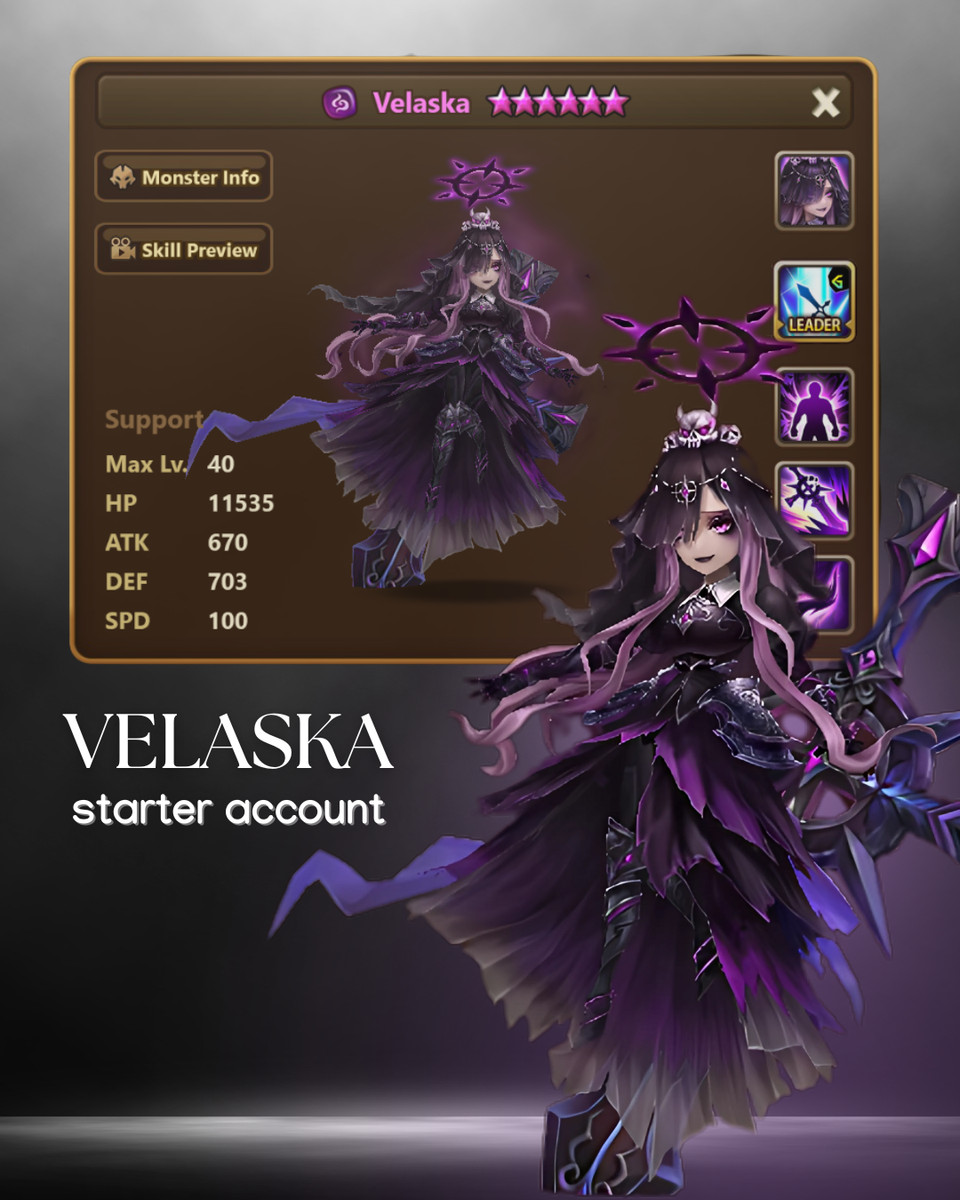 Summoners War EU – Starter Velaska + Random LD4 + 500 MS Scroll