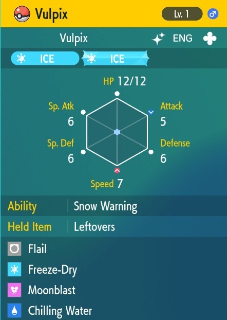 Pokemon Scarlet and Violet 6iv Shiny Max EV Vulpix-Alola