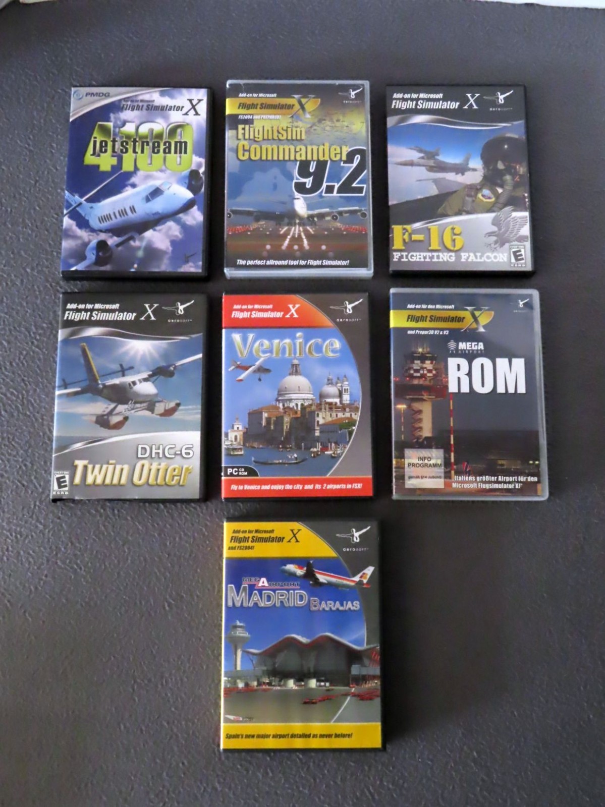 Lot of 7 Aerosoft Microsoft Flight Simulator Software Add-Ons F-16 Airports DHC6