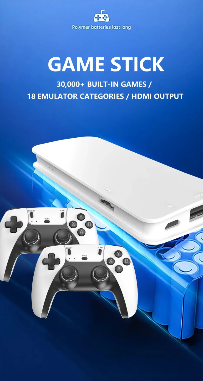 M15 Pro 4K Game Stick Console – 64GB/128GB with Wireless Gamepads & Classic Game