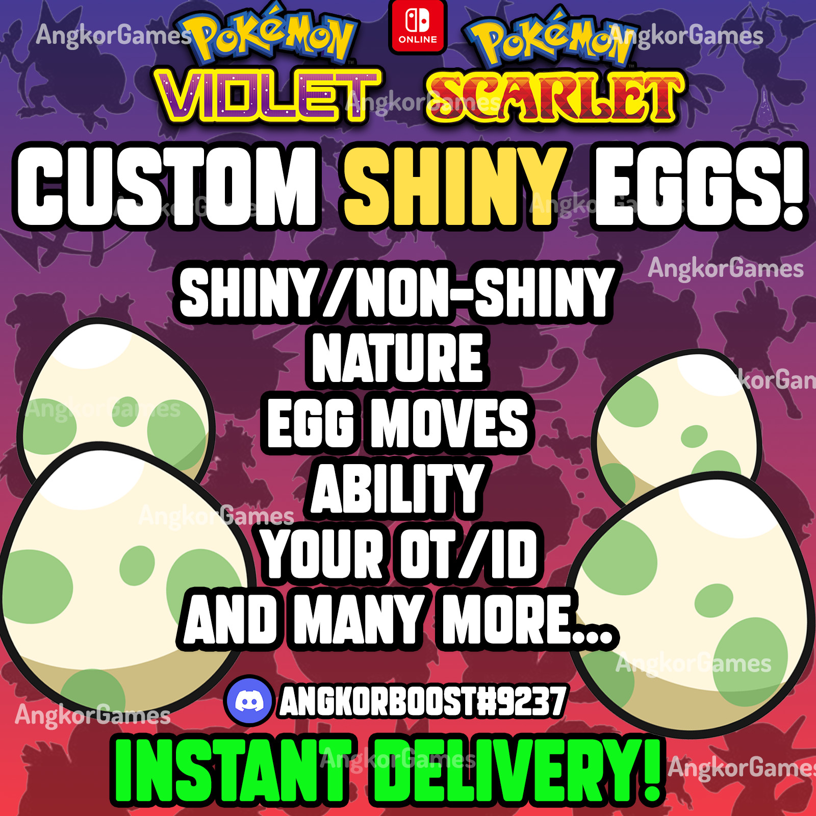 ✨ CUSTOM SHINY EGGS ✨Your OT/ID ✨ BEST Service ✨ 6IV ✨Pokemon Scarlet & Violet