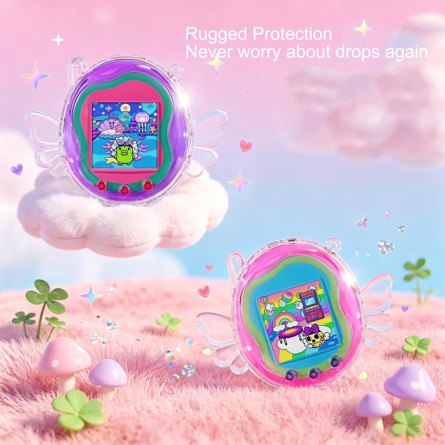 For Tamagotchi Uni Full Body Protection Hard Crystal Case Anti Scratch PC Cover