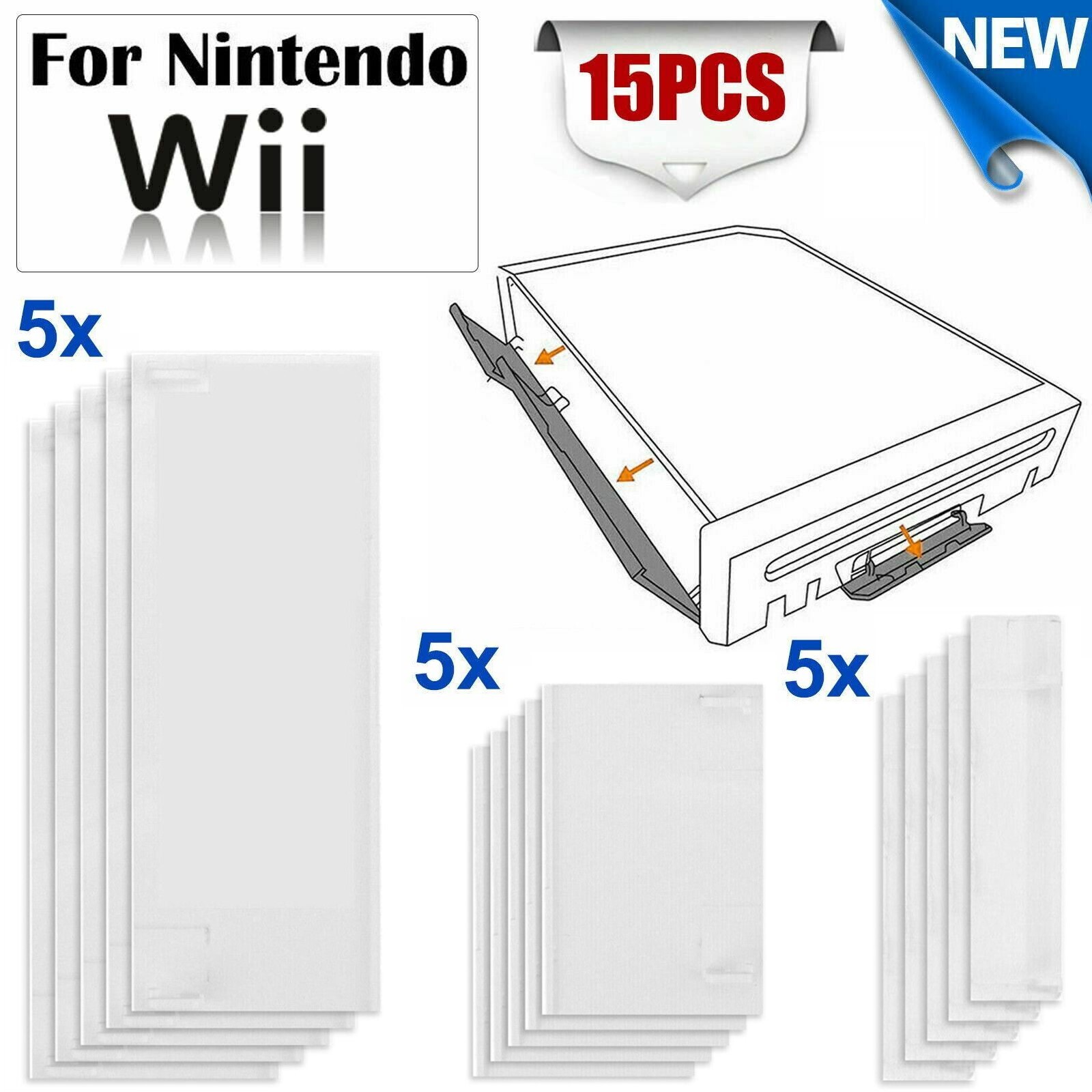 15Pcs Memory Card Door Slot Cover Replacement Lids for Nintendo Wii Game Console