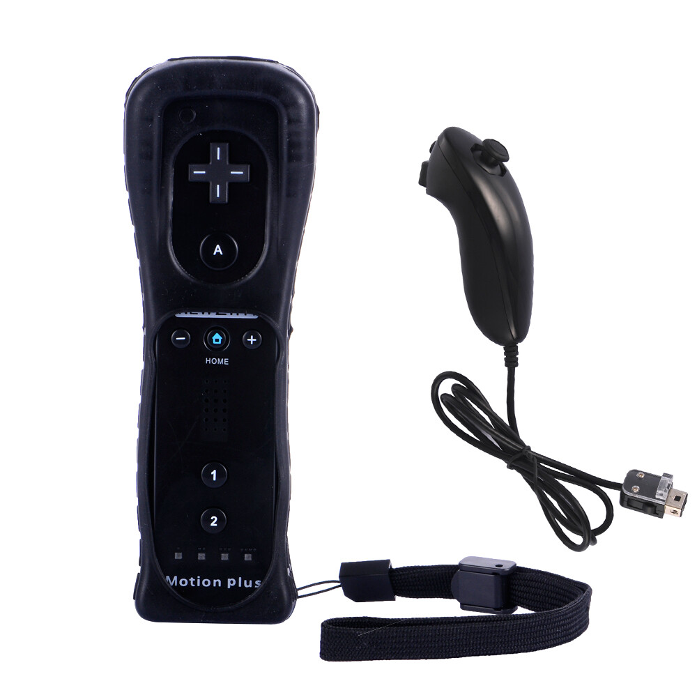Built in Motion Plus Remote Nunchuck Controller + Case for Nintendo Wii / Wii U