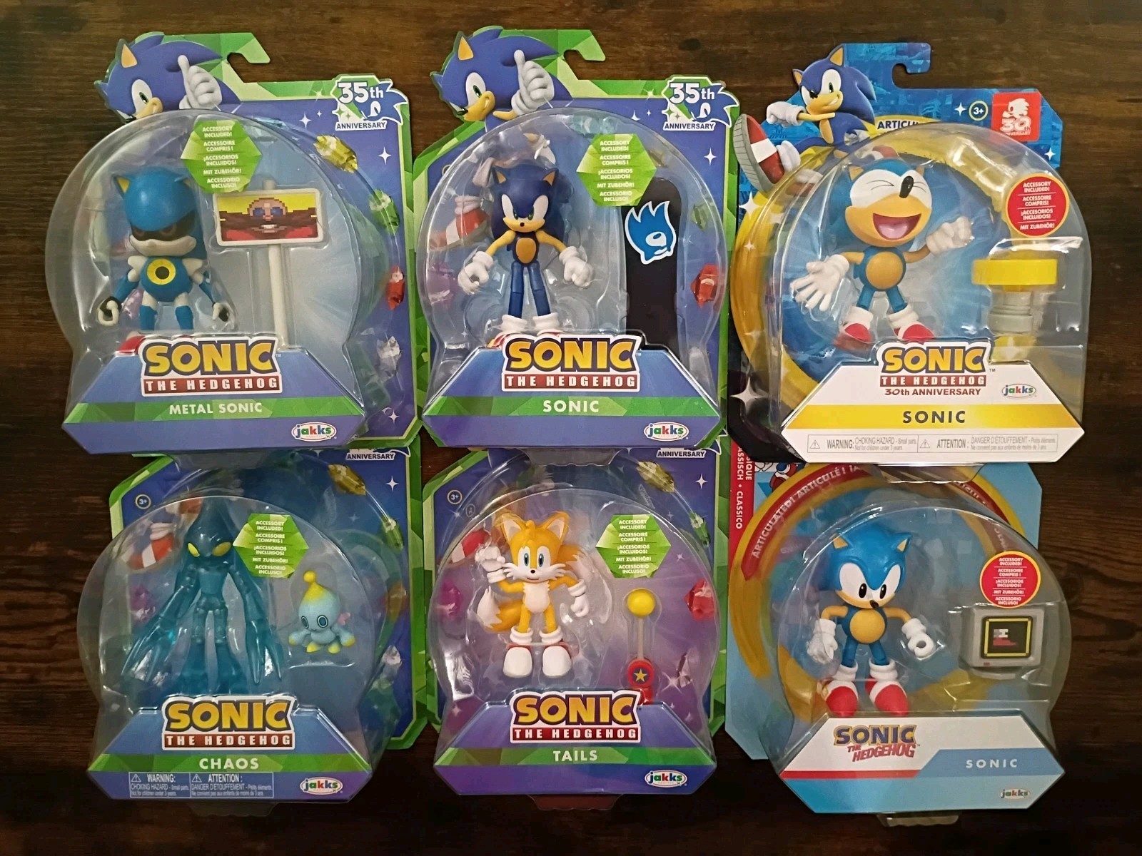 6-PK CHAOS Sonic the Hedgehog 4″ Lot Tails 35th 30th Classic Modern Jakks SEGA