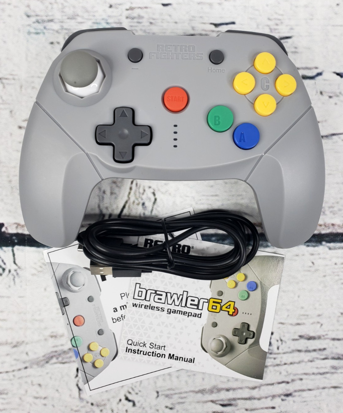 Retro Fighters Brawler64 Bluetooth Wireless Switch & PC Controller Gray