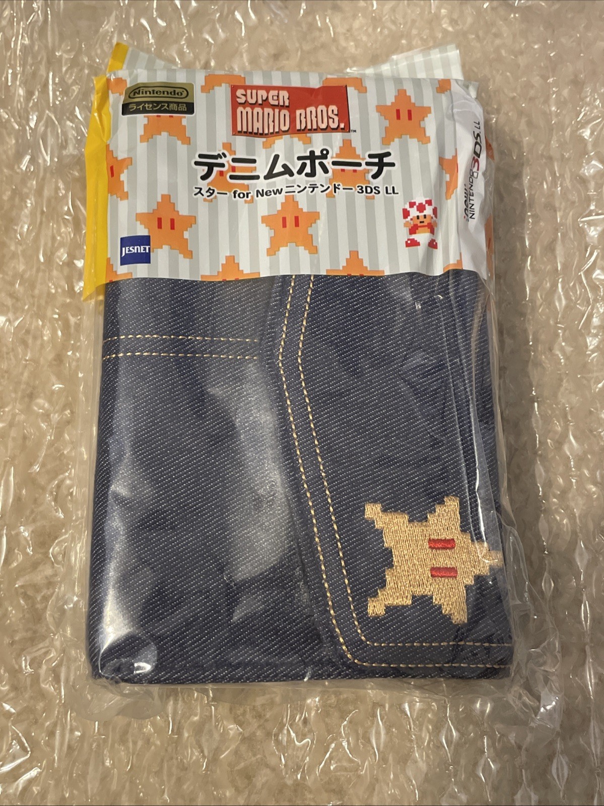 Super Mario Toad and Star Denim Carry Pouch for Nintendo 3DS XL from Japan/ Rare