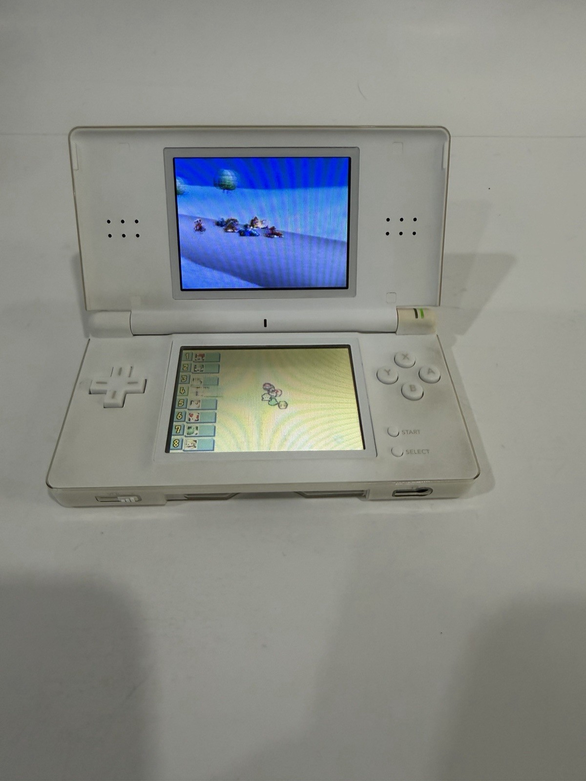 Nintendo DS Lite White USG-001 Console + Charger + Stylus + Slot Cover Tested