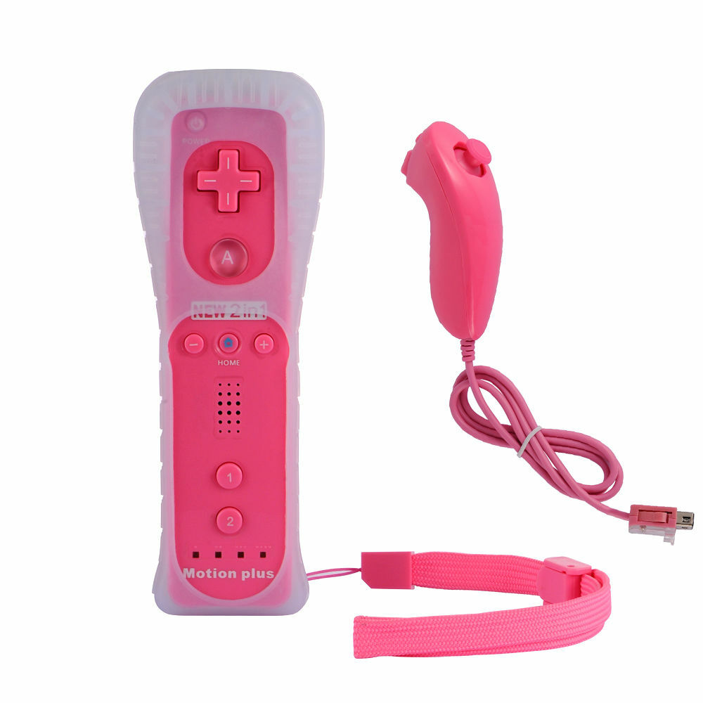 Built in Motion Plus Remote Nunchuck Controller + Case for Nintendo Wii / Wii U