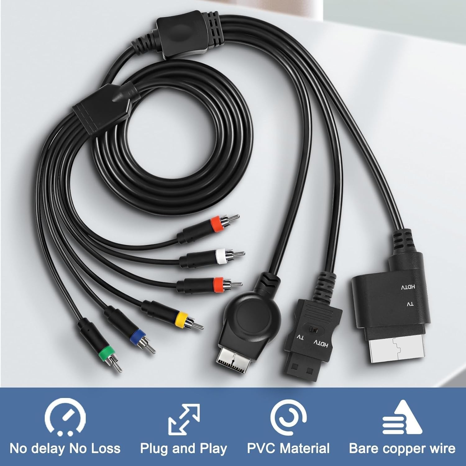 PS2 PS3 Component RCA AV HDTV Cable Compatible with Xbox 360 / WII RCA YPbPr …