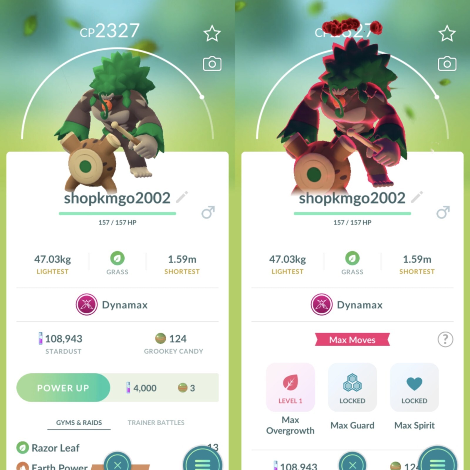 Pokémon Tra de — Non Shiny Dynamax / Gigantamax Rillaboom-trade 20k dust