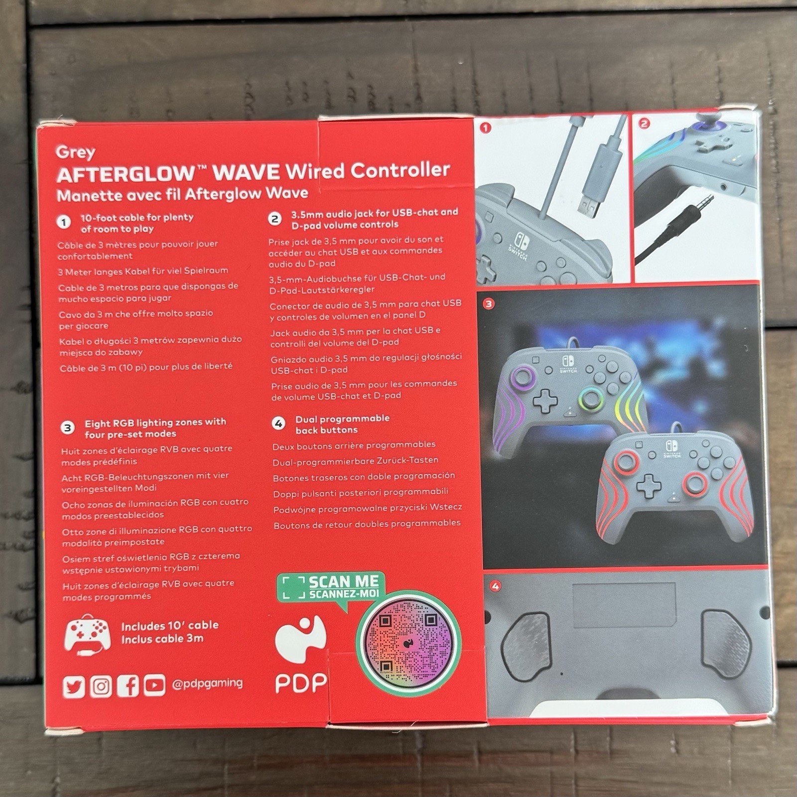 PDP Afterglow- Wave Wired Controller – Nintendo Switch-Grey Color-Brand New