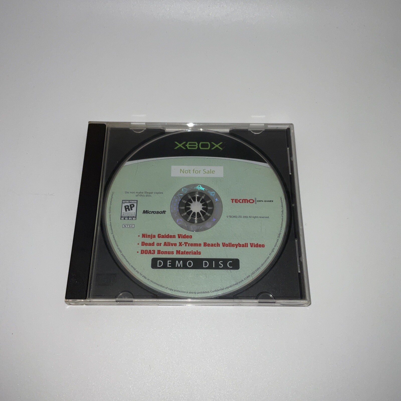 Original XBOX Kiosk Demo Disc Not For Resale Ninja Gaiden Dead or Alive Promo