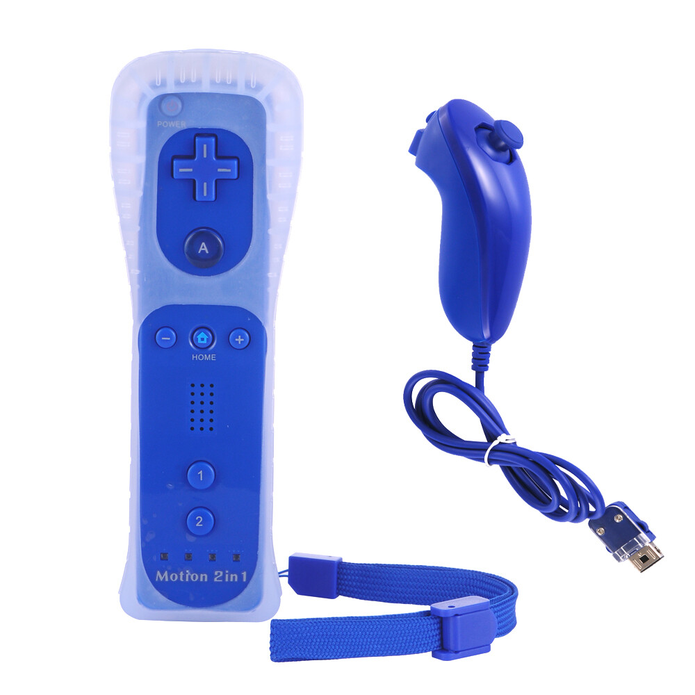 Built in Motion Plus Remote Nunchuck Controller + Case for Nintendo Wii / Wii U