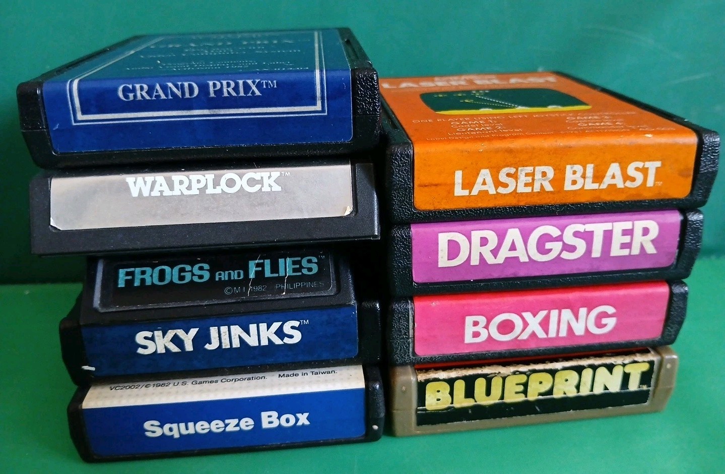 9 Atari 2600 Games Lot – Blueprint Squeeze Box Frogs & Flies Activision Dragster