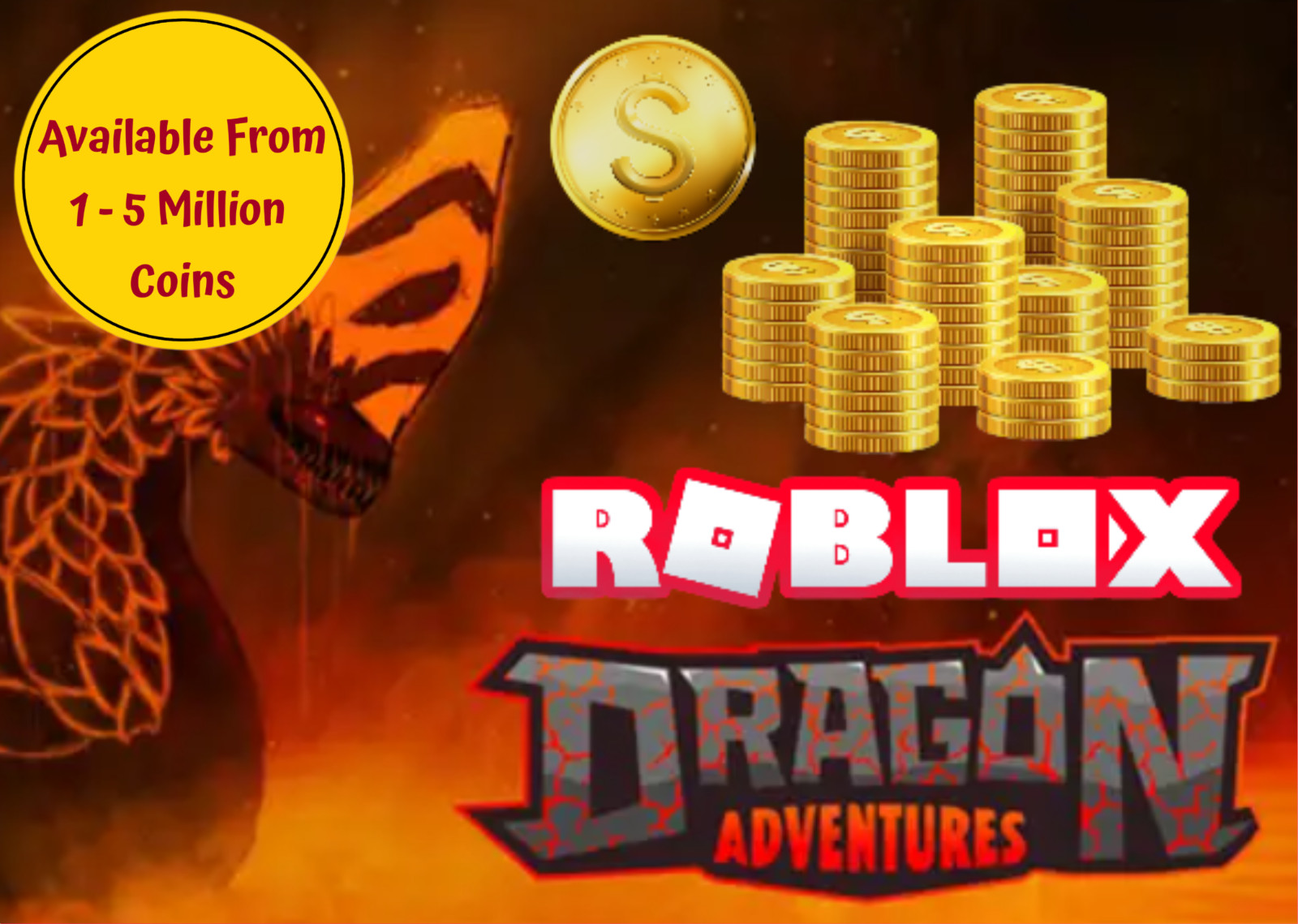 DRAGON ADVENTURES Roblox Choose From 1 to 5 MILLION COINS 💎Fast Send 💎