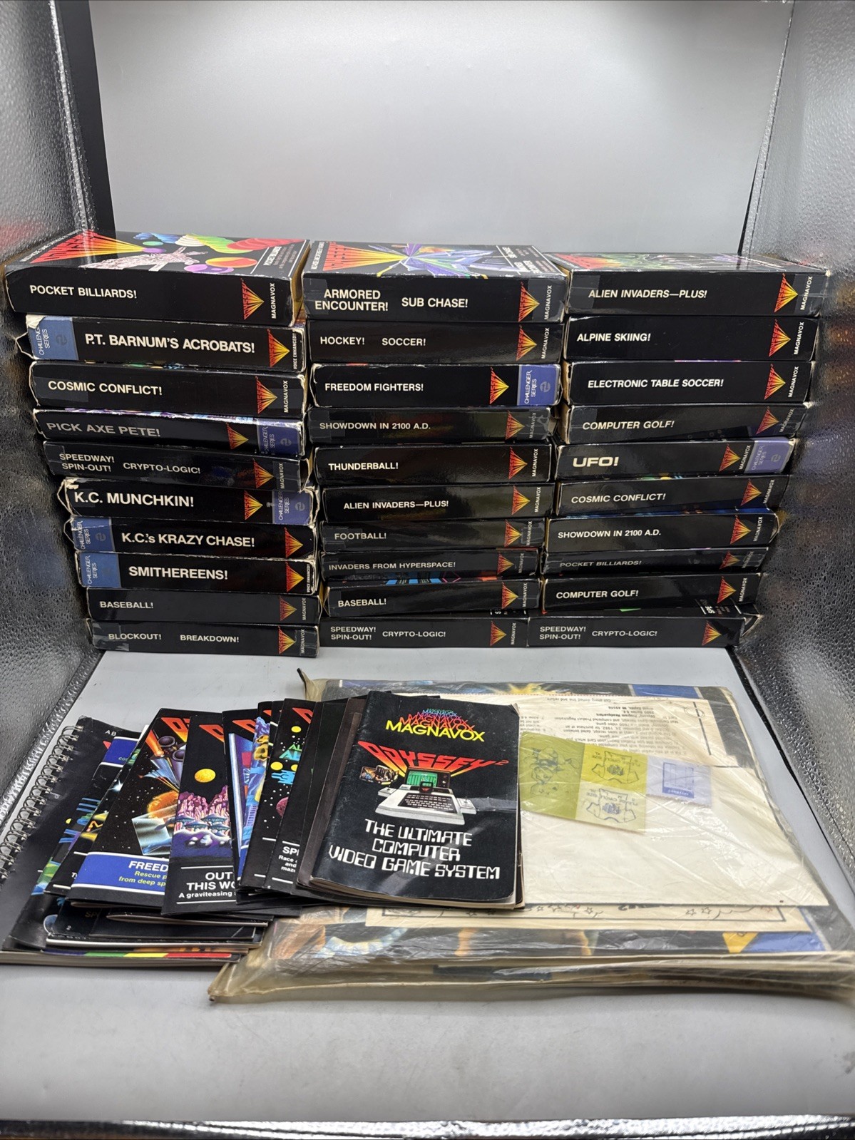 30 Boxed Magnavox Odyssey 2 Games Lot Some Manuals & Extras Included- Untested