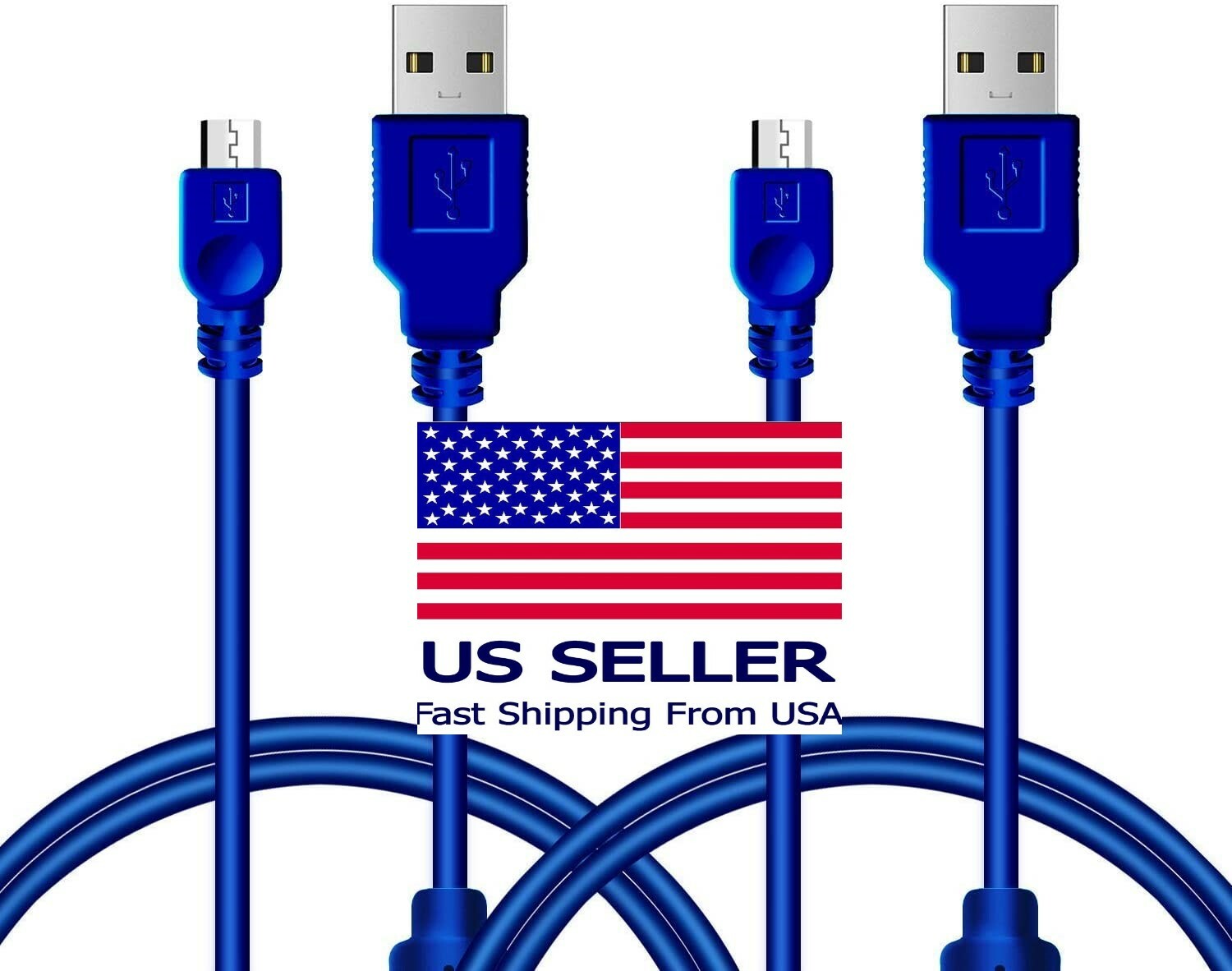 2 Pack 10ft Controller Micro USB High Speed Cable Cord for PS4 Playstation 4