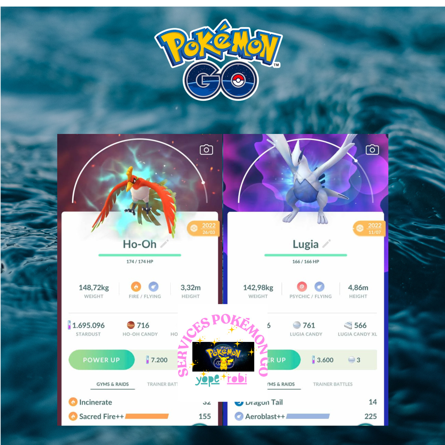 Pokémon – APEX Lugia OR HO-Oh – Lv 50 With Special Move – TRADE 1 mil stardust