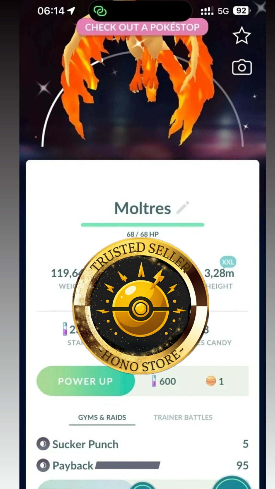 Pokémon G0 – Shiny Galarian Moltres XXL – Mini P T C