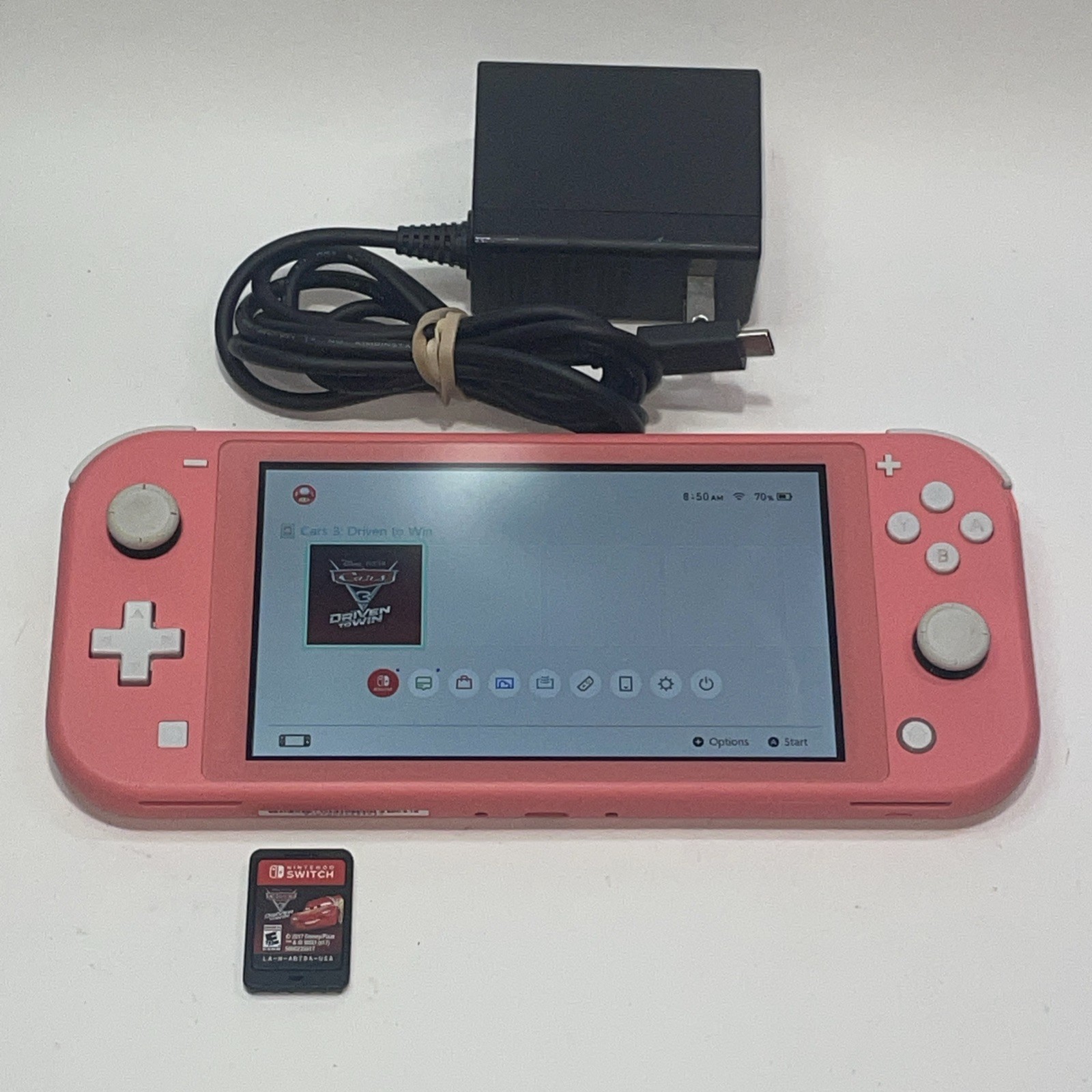 Nintendo Switch Lite Coral HDH-001 32GB W/ Charger & Cars 3 Game Tested READ