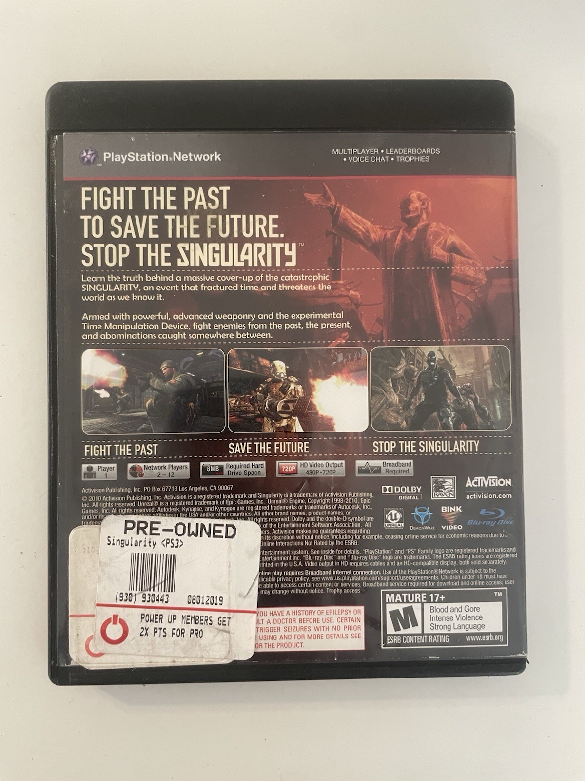 Singularity (Sony PlayStation 3 PS3, 2010) Manual & Cover Included Generic Case