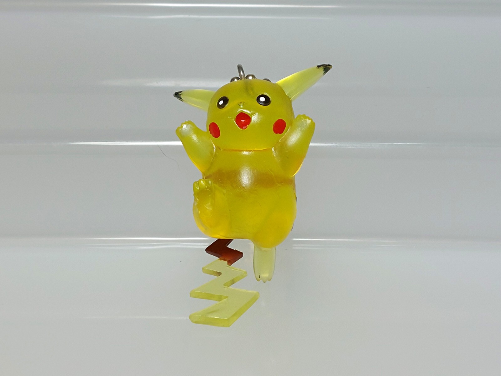 Pikachu (Clear) Pokemon Mascot Keychain Figure Furuta Kaiyodo 1997 M05 2.4in