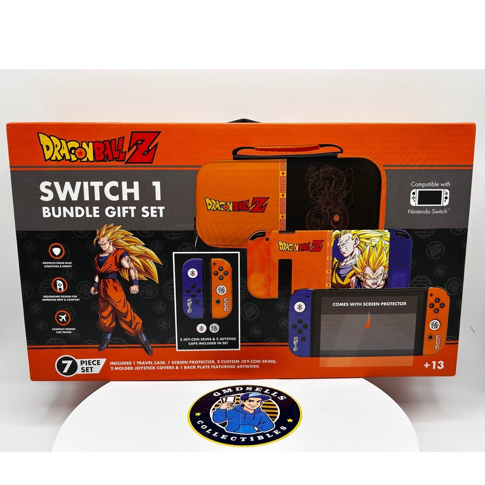 Dragon Ball Z Nintendo Switch 7 Piece Bundle Gift Set Travel Case Skins Goku New