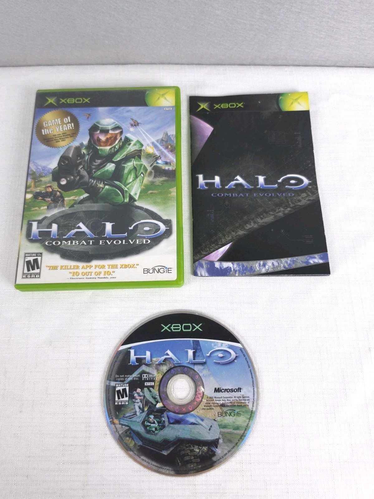Halo Combat Evolved Xbox CIB Complete Tested Working Resurfaced Crack Ring