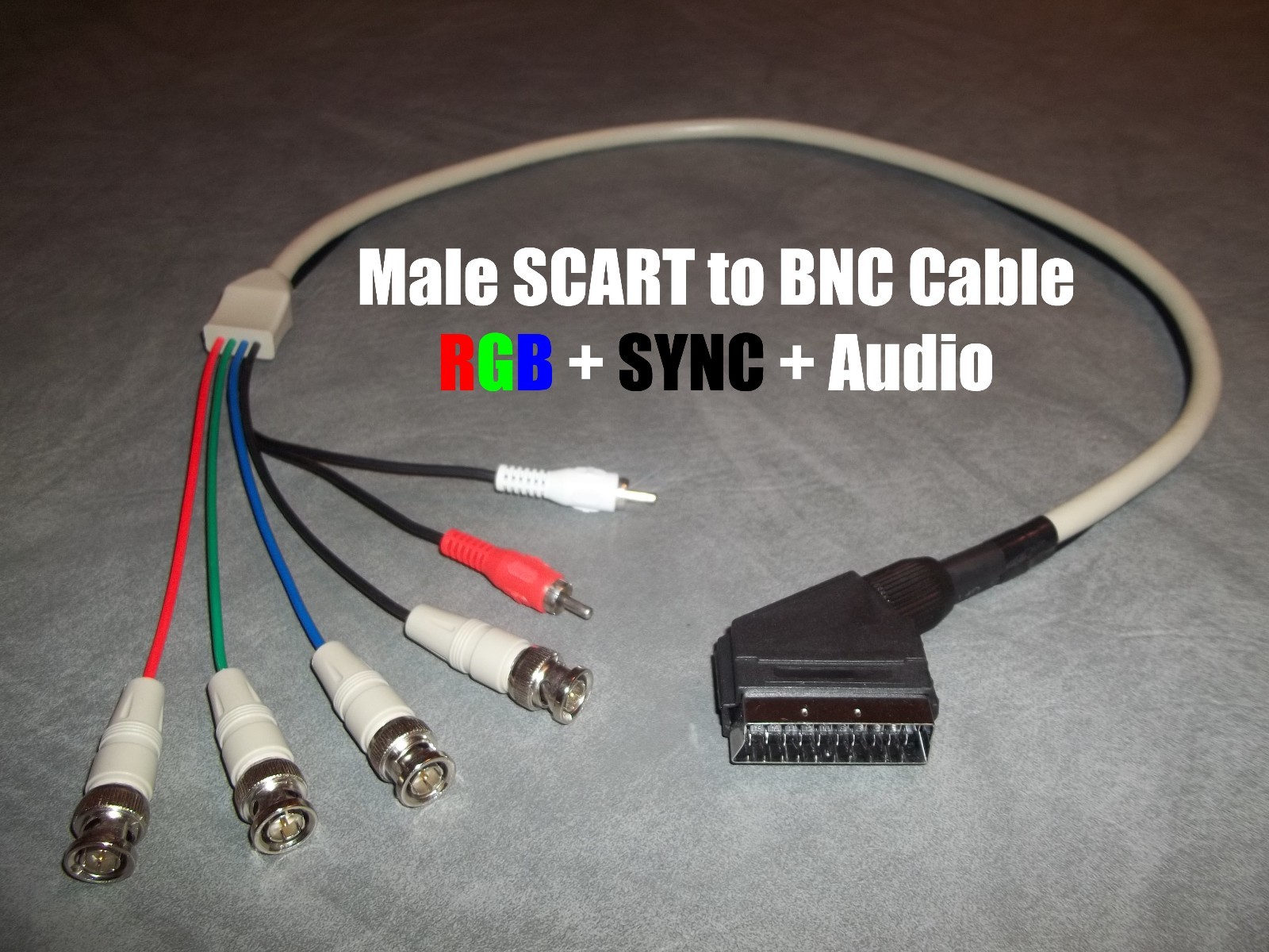 WOOKIEEWIN Male RGB SCART to 4 BNC + Audio Cable Sony PVM BVM * 5FT VERSION *