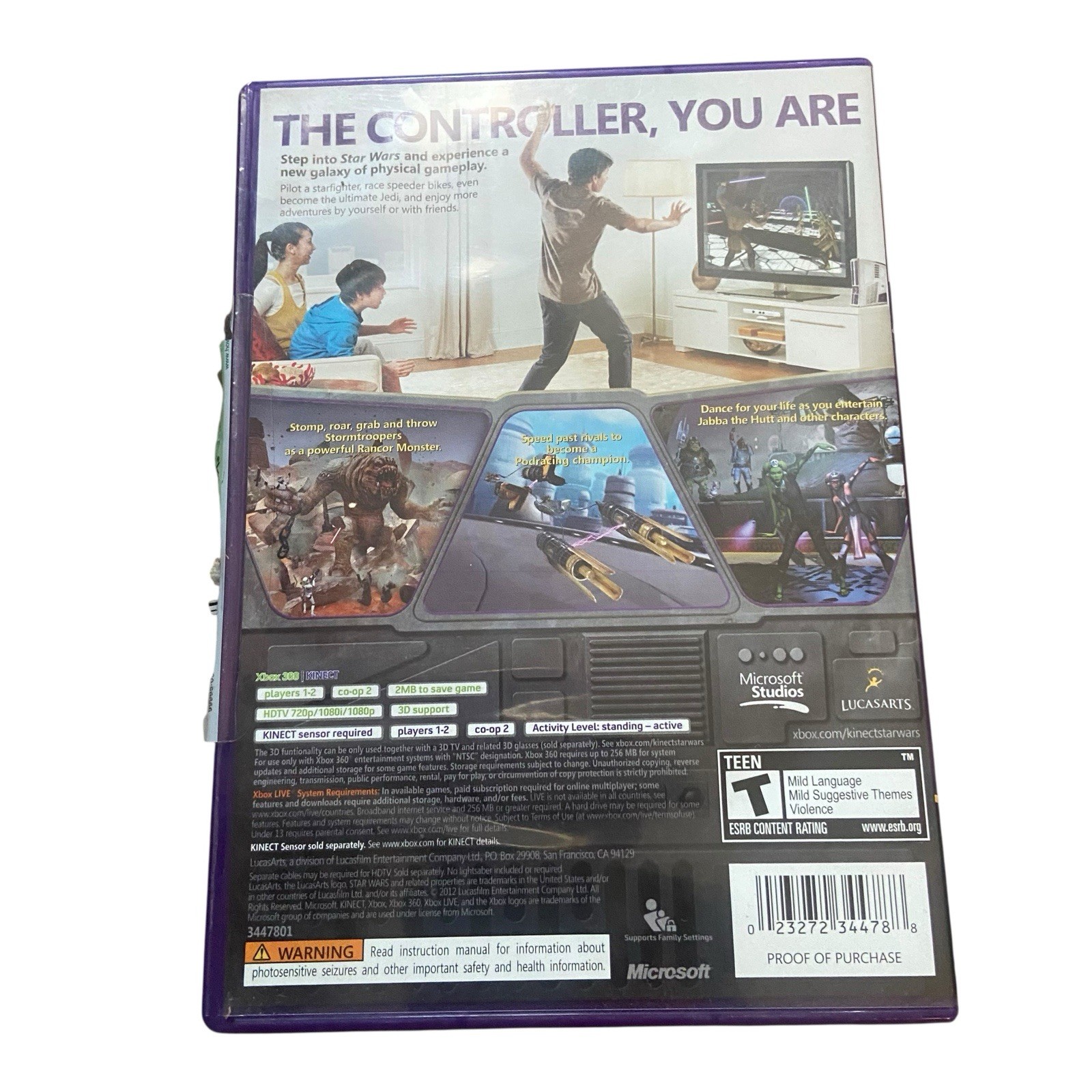 Kinect Compatible Star Wars Microsoft Xbox 360 Video Game Rated T Excellent CIB