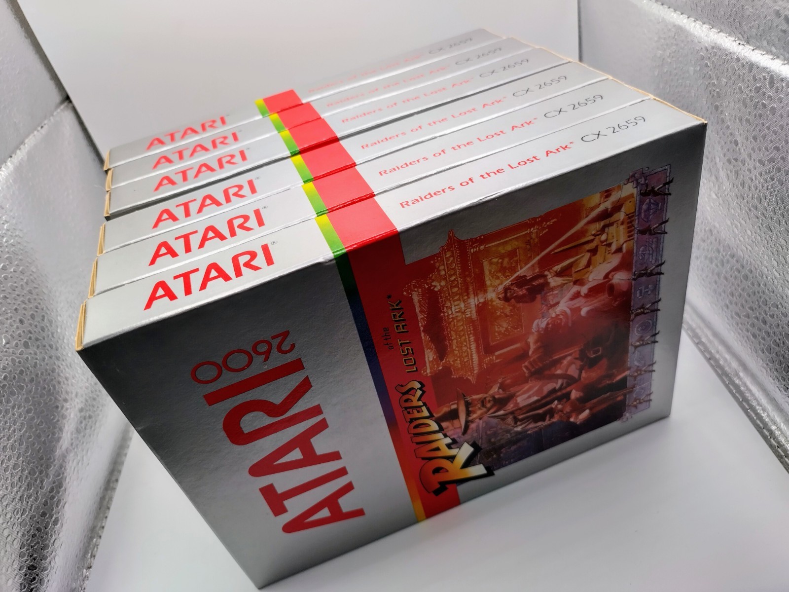 Raiders of the Lost Ark SIX PACK (6) Atari 2600 Silver Box 1982 LAST MADE IN USA