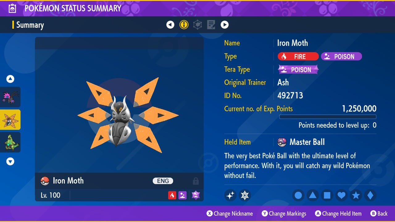 Pokemon Scarlet and Violet PSV – Shiny 6IV Iron Moth