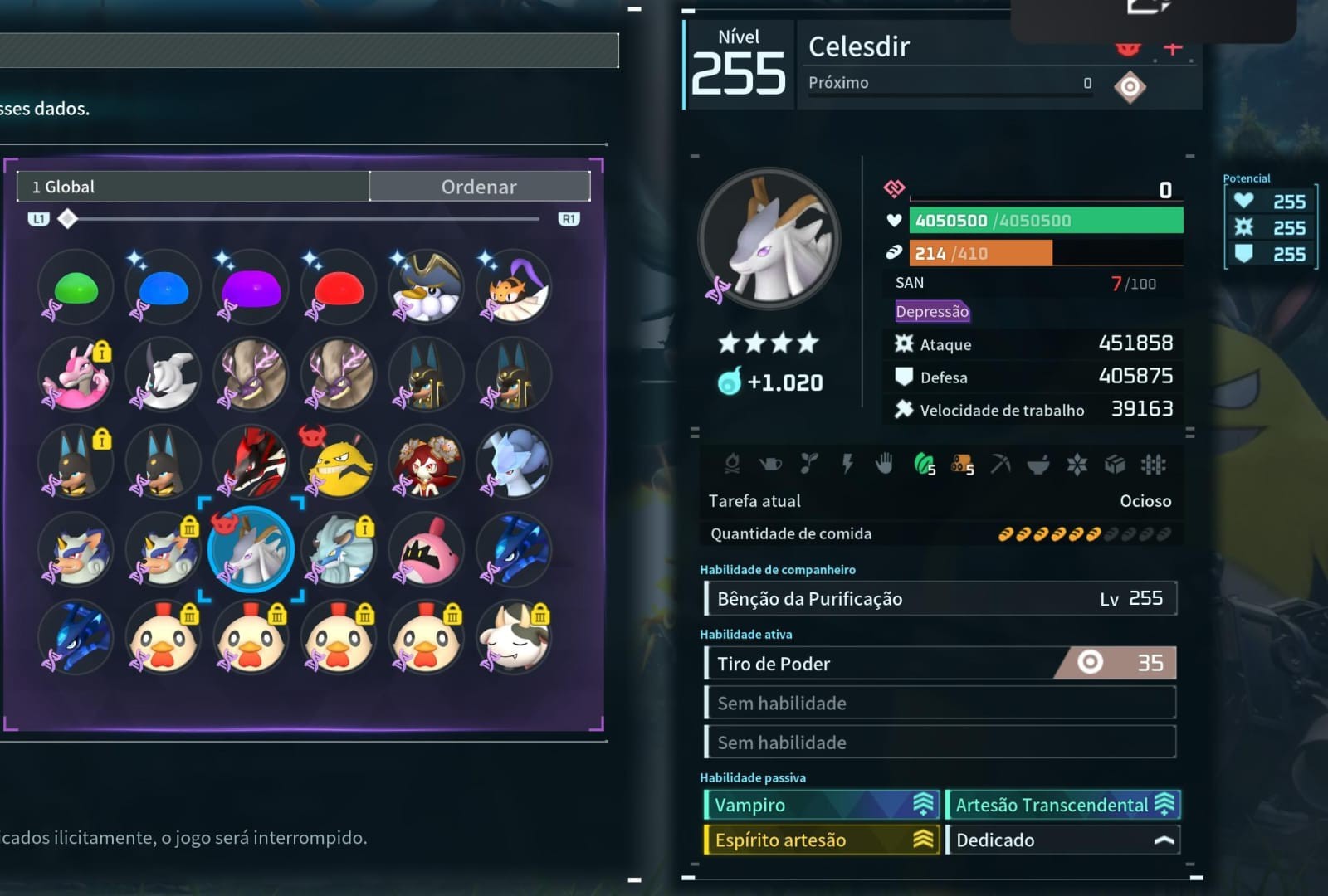 PALWORLD – 20 PALS LVL 255 MAX.