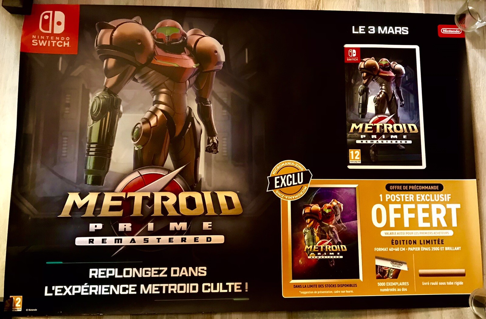 METROID PRIME REMASTERED NINTENDO SWITCH PROMO OFFICIAL STORE POSTER 177X55