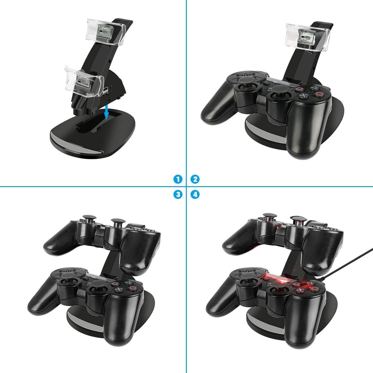PS3 Controller Charger, Dual Console Charger Charging Docking Station Stand f…