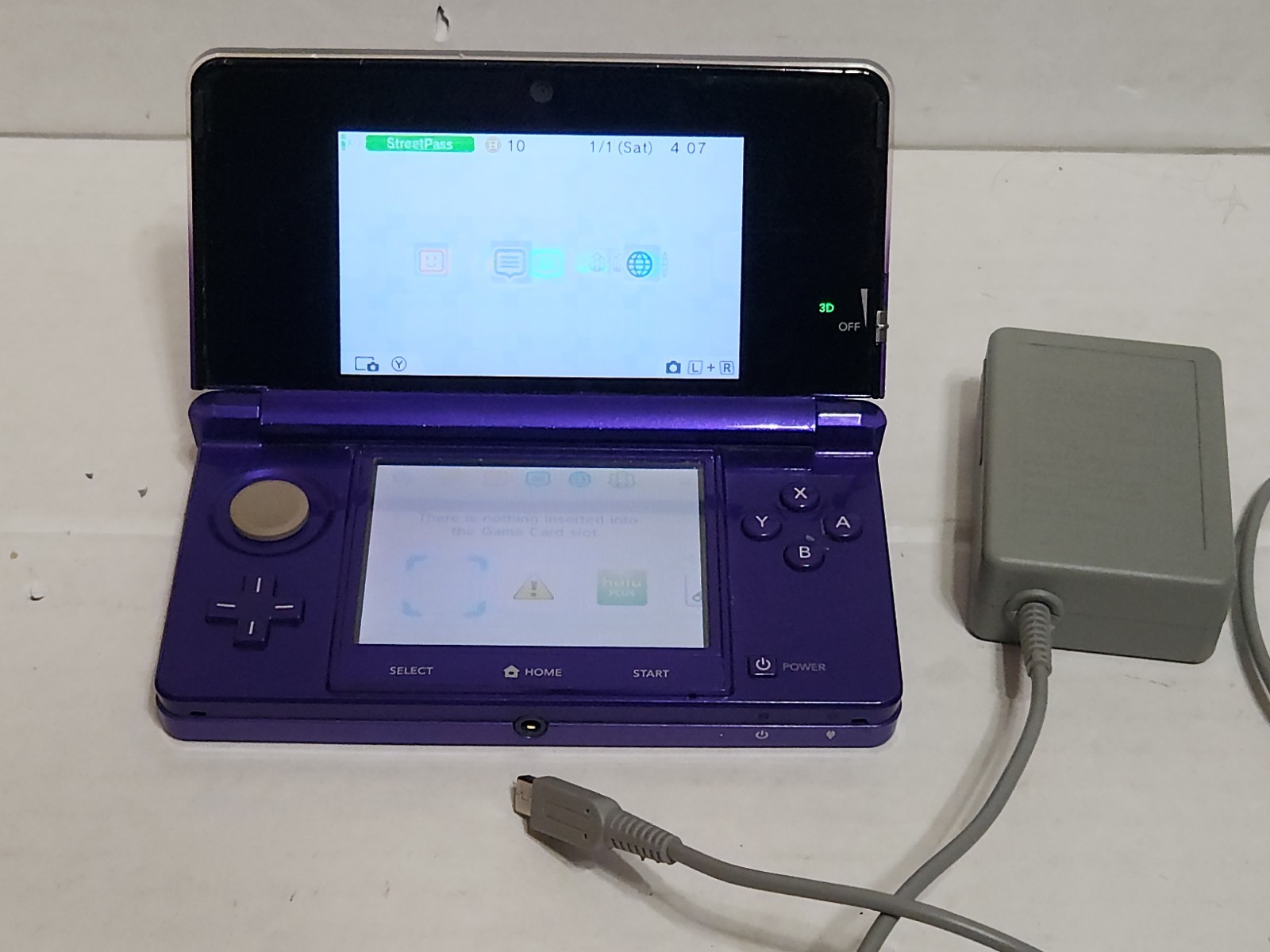 Nintendo 3DS Midnight Purple System CTR-001 Tested Working w/ Charger No Stylus