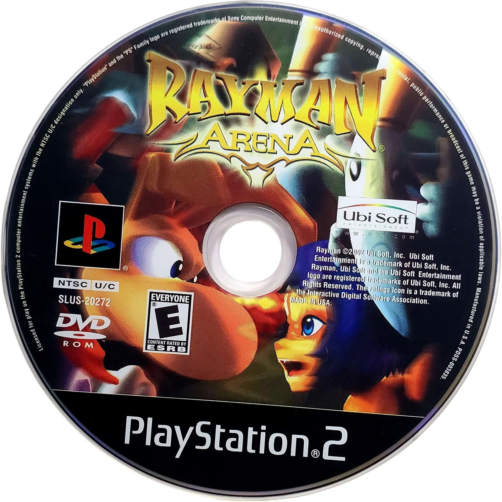 2002 Rayman Arena (Sony PlayStation 2) PS2, Warranty Card No Manual – Tested