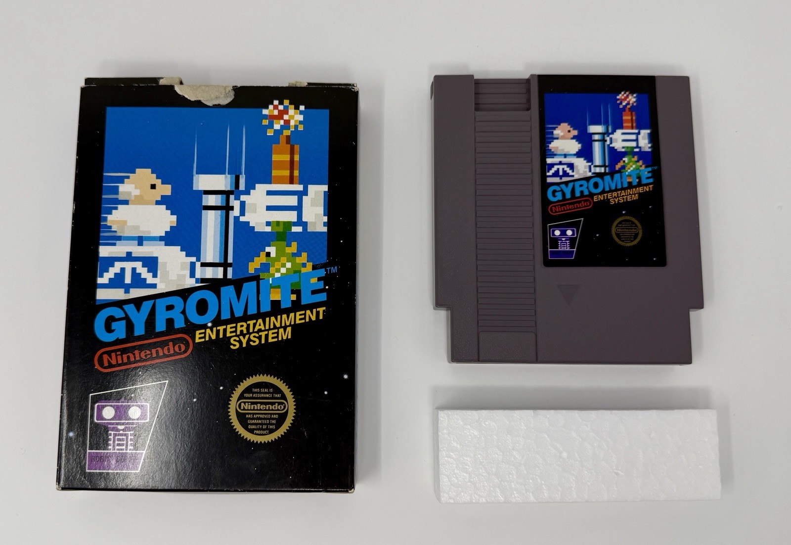 Gyromite First Print Matte Sticker Box and Game Only NO MANUAL READ Nintendo NES