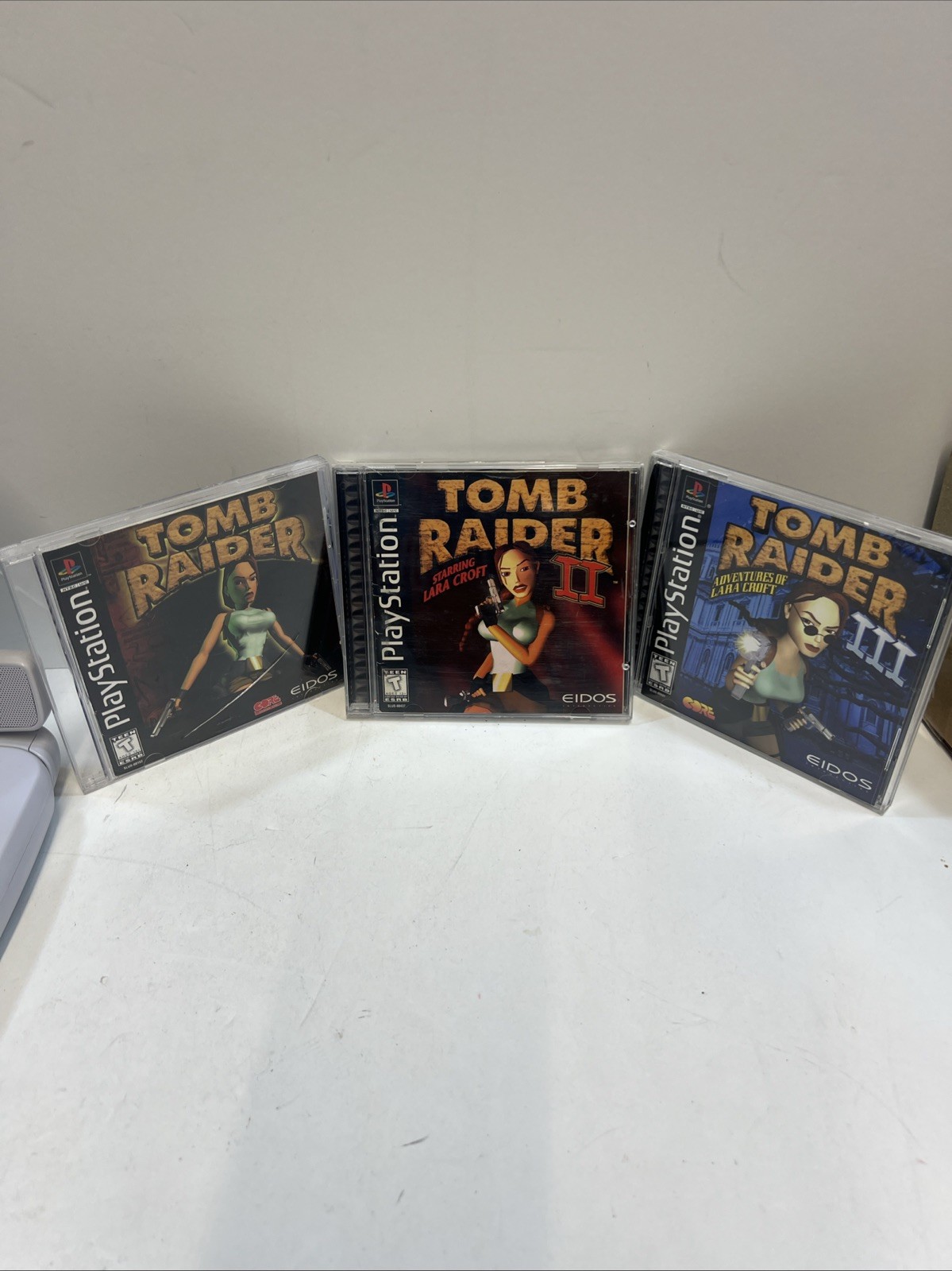 PS1 Playstation One PS 1 Tomb Raider 1, 2, &3 Complete CIB Tested & Working read