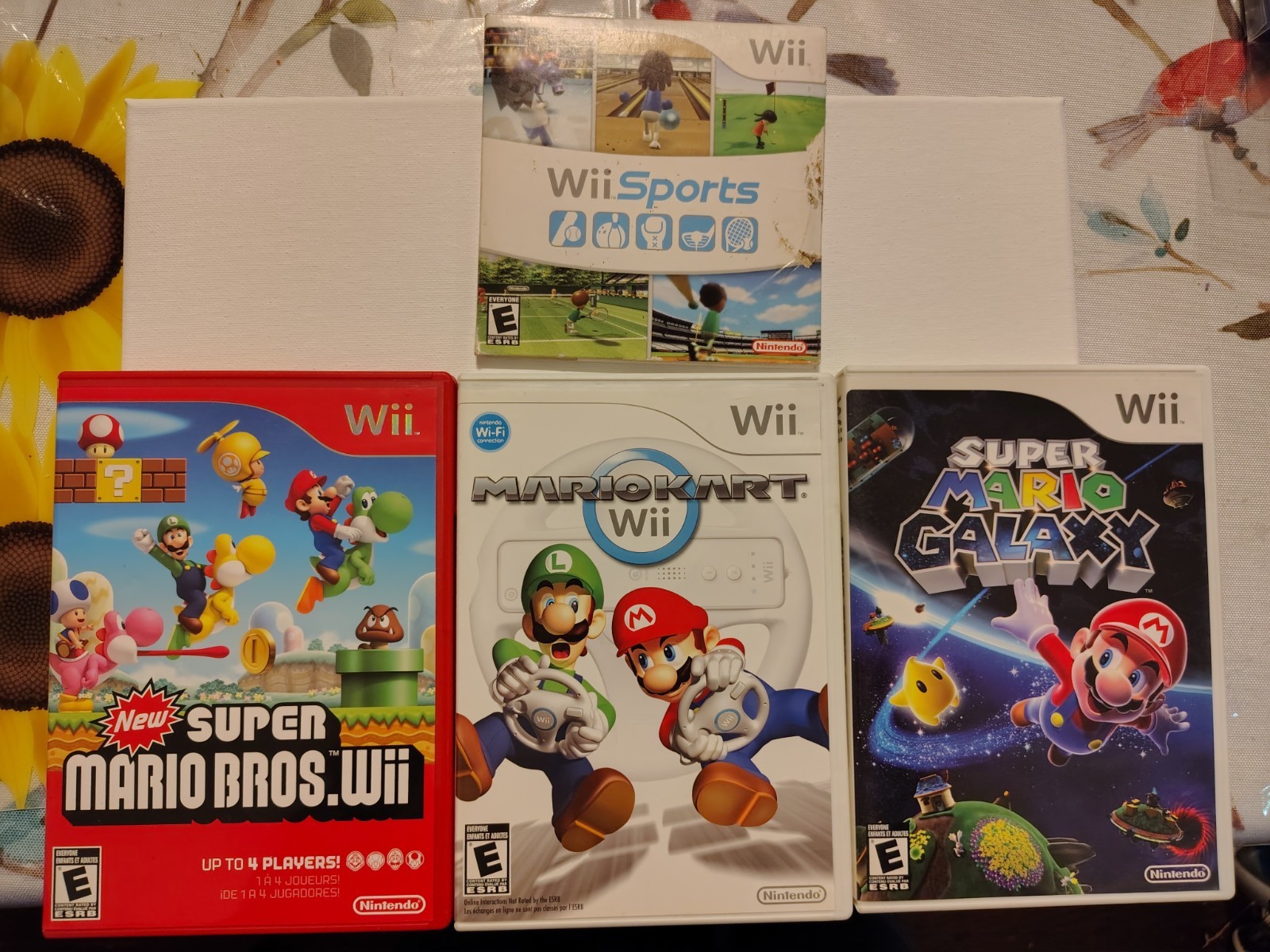 Wii Game Bundle Mario Kart Mario Galaxy Super Mario Bros Wii Wii Sports