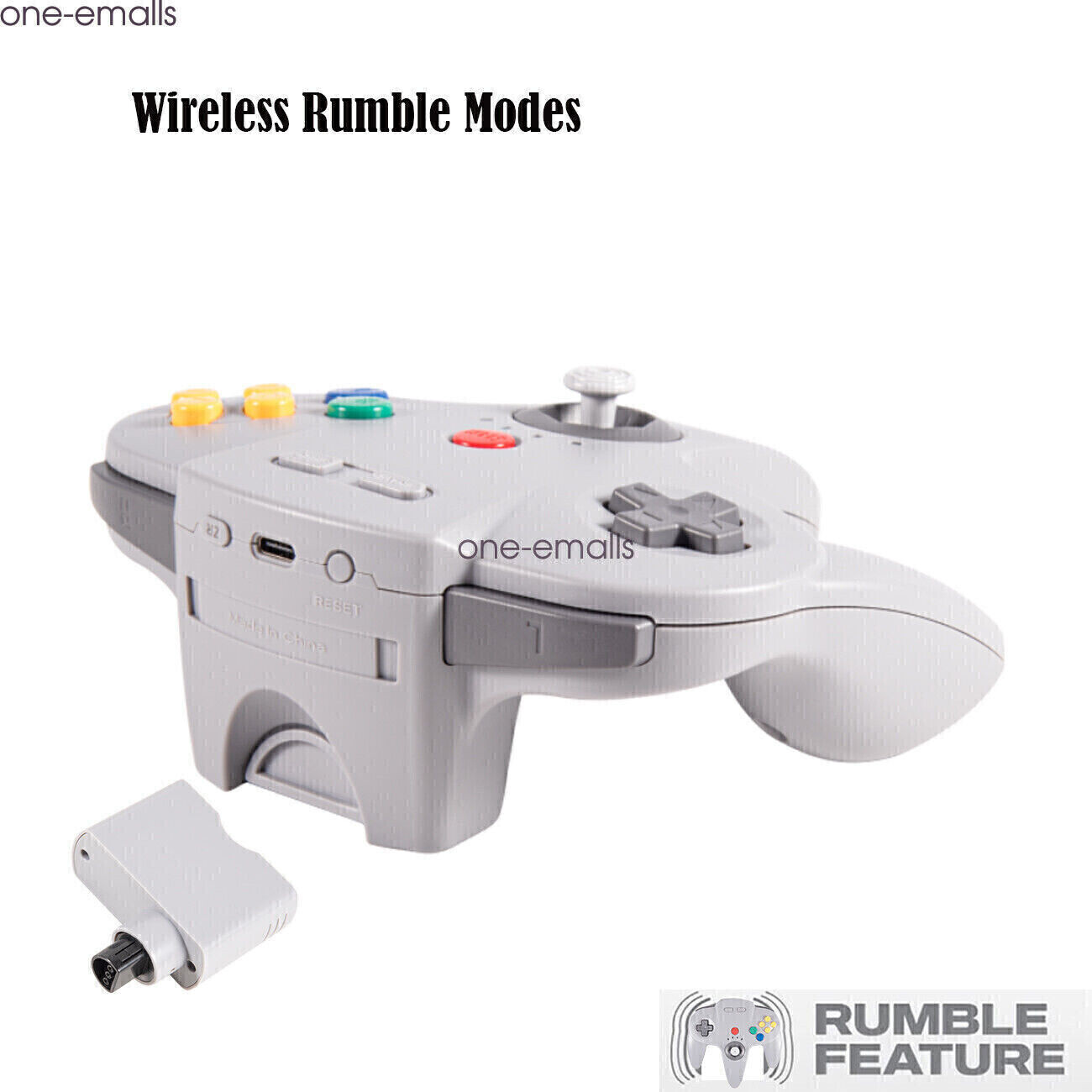 Wireless N64 Controller for Nintendo 64 Console PC Windows Switch w/ Rumble Pak.