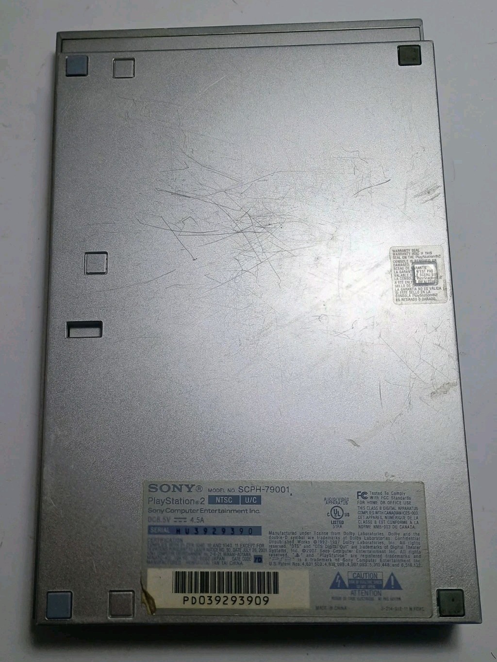 PS2 Silver Slim Console Only *AS IS* FOR PARTS REPAIR *No AV Signal*