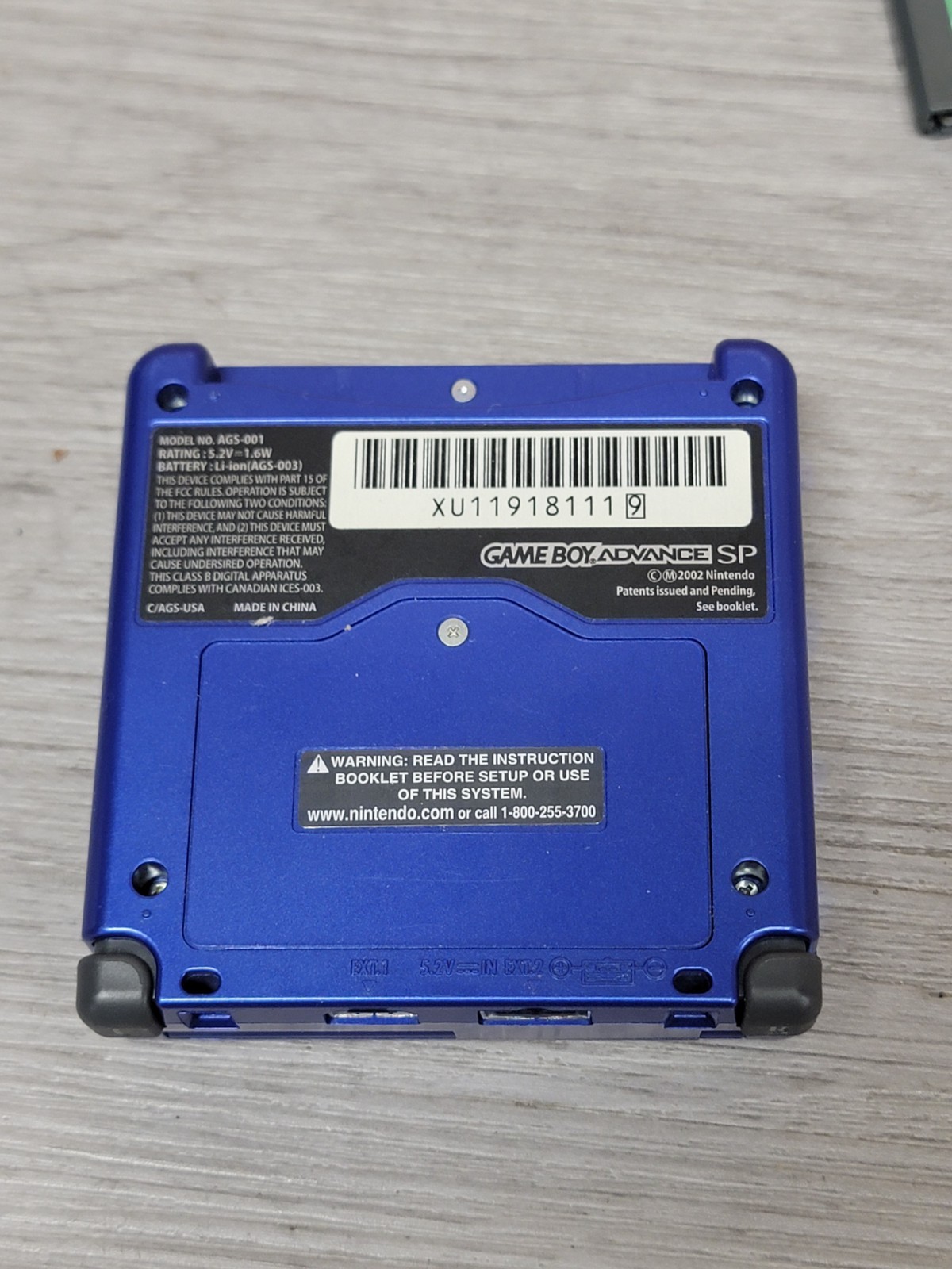 Nintendo Game Boy Advance SP AGS-001 Blue Handheld Console w/ Tetris