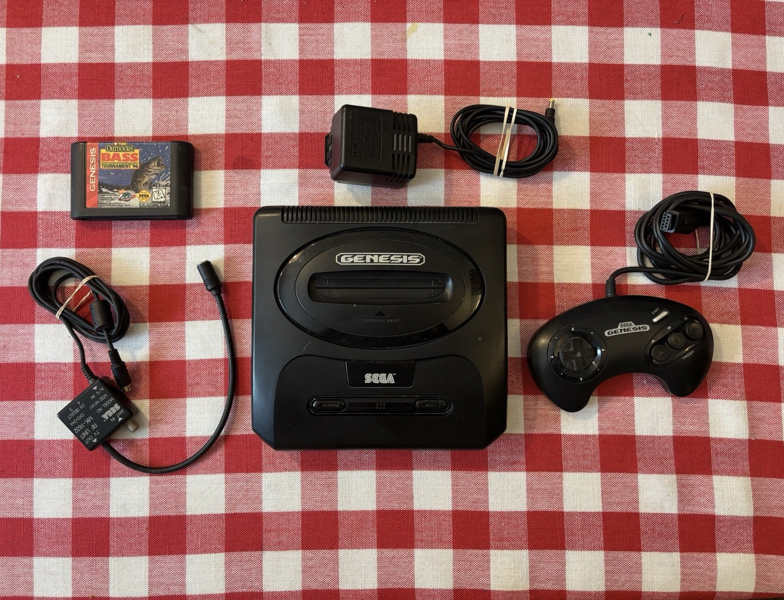 SEGA Genesis 3 Console Bundle w/ Controller + Cables + Bass 96 Game
