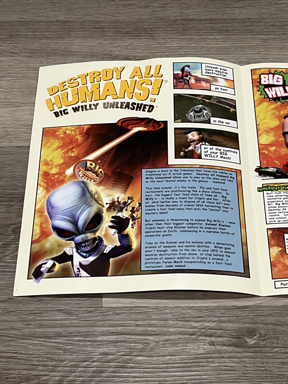 Destroy All Humans Big Willy Unleashed E3 Press Promo Sell Sheet Nintendo Wii