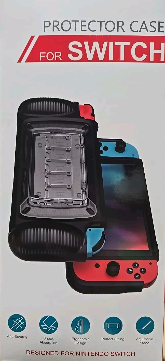 Protective Case for Nintendo Switch, Screen Protector, Anti-Scratch, Thumb Caps