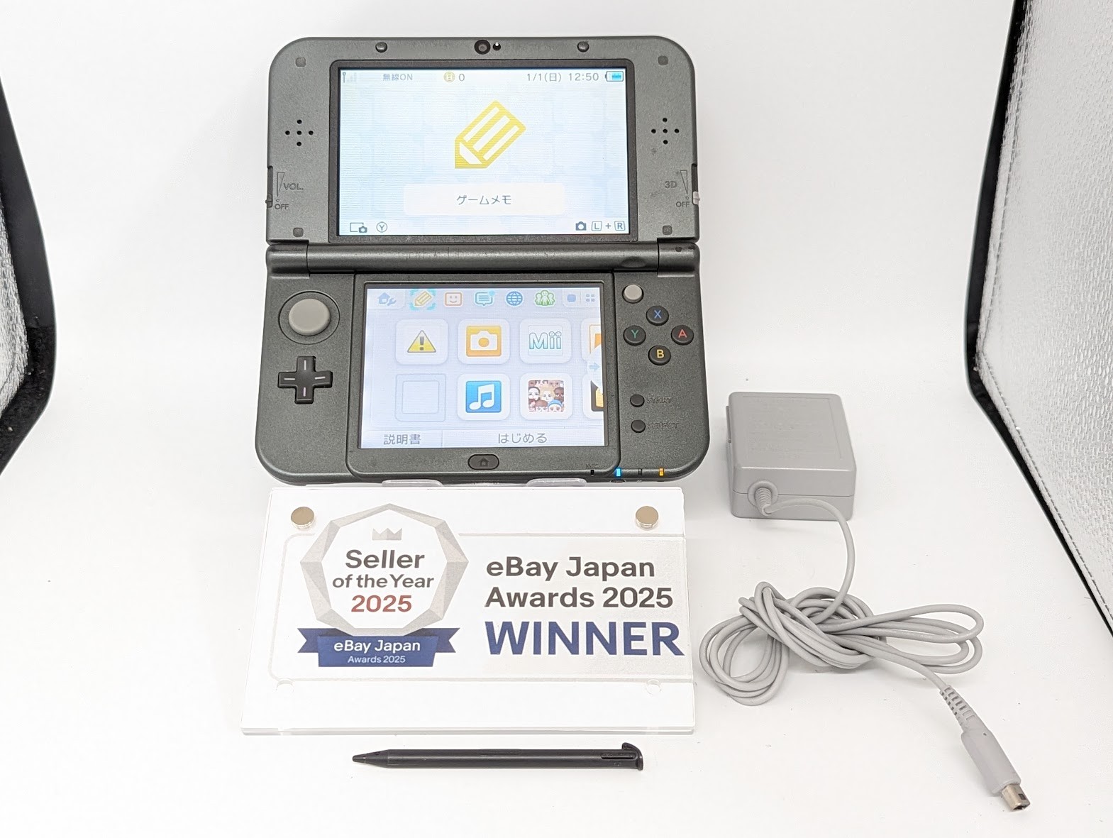 B285 Nintendo new 3DS LL XL console Metallic Black Japan w/pen adapter fx