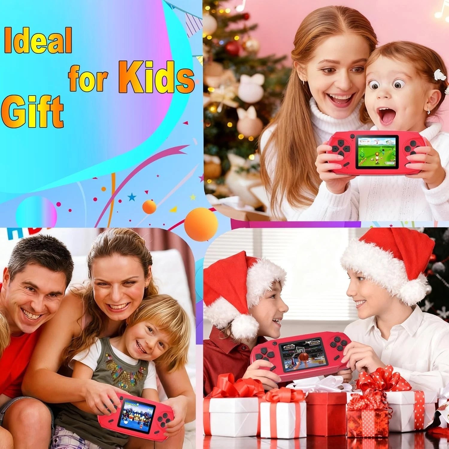 16-Bit Handheld Game Console – 220 Retro Games – 3.0” LCD – Ideal Gift in Red